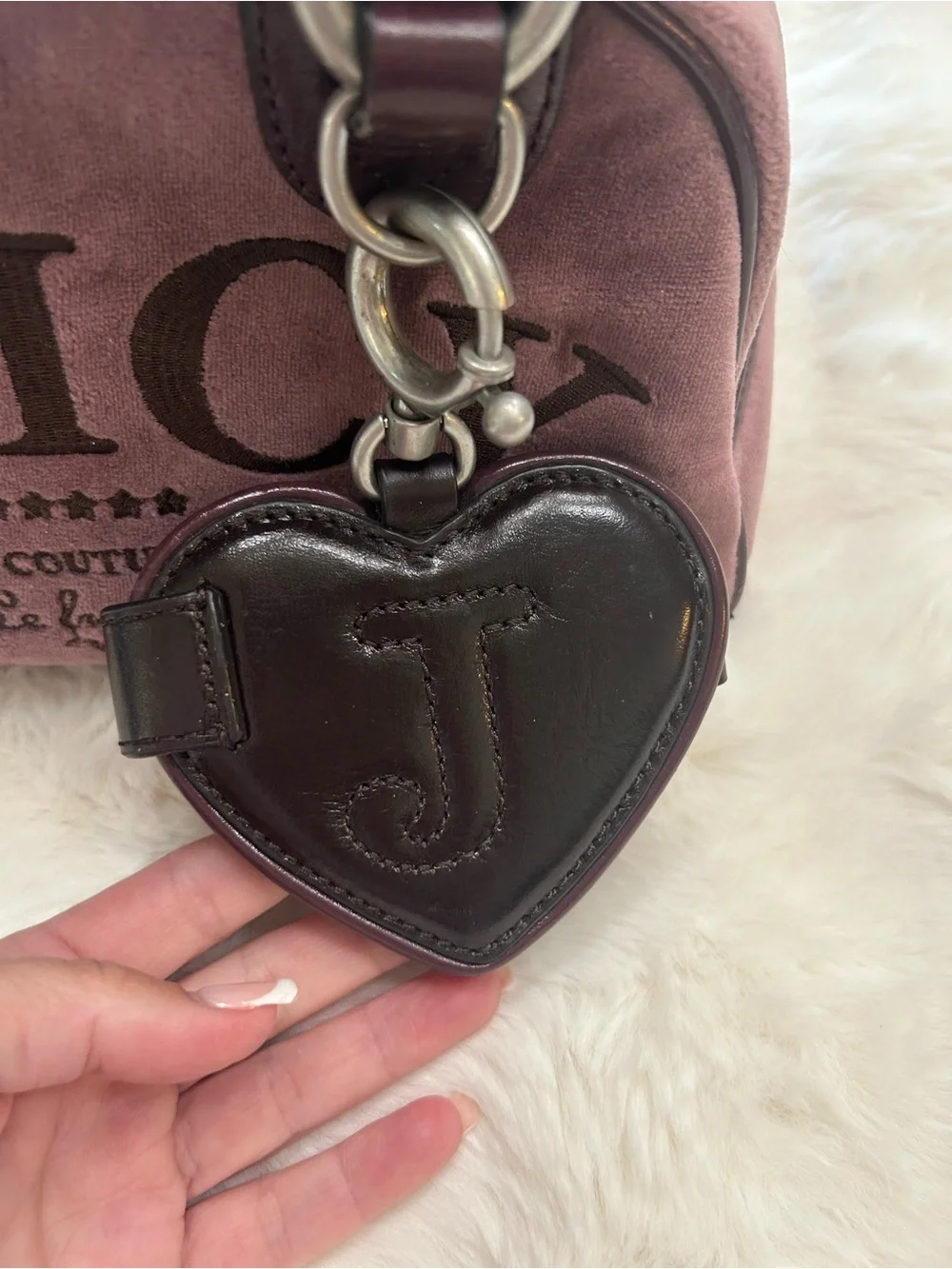 Y2K Vintage 2009 Juicy Couture Purple Velour Bowler Bag Regal Couture Party